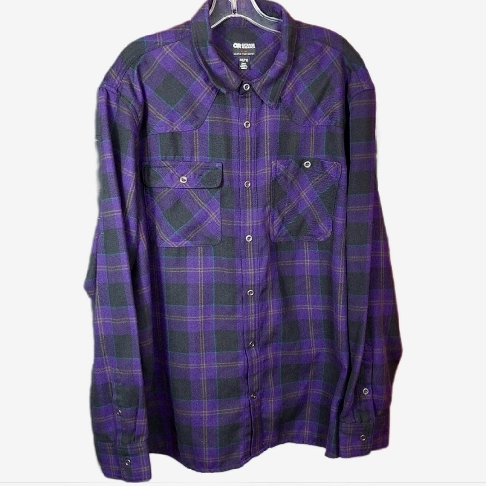 Outdoor Research Feedback Flannel Shirt Men’s XXL Purple Plaid Streetwear Casual